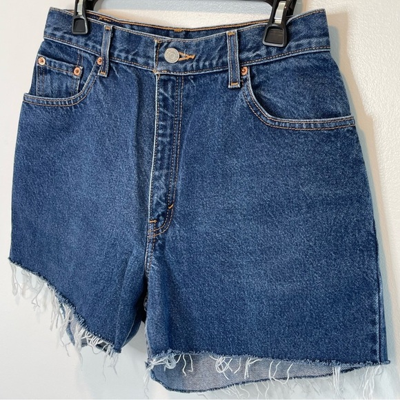 VINTAGE LEVIS 550 Hi Waist Cut Off Denim Shorts - Picture 3 of 12